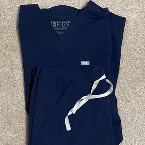 Figs Men's Scrubs (Matching Shirt and Pant), Medium, Navy